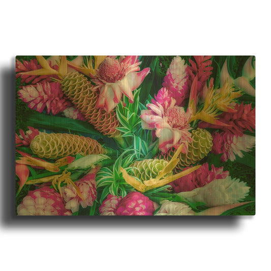 'Tropical Floral' By Dennis Frates Gold Metal Wall Art