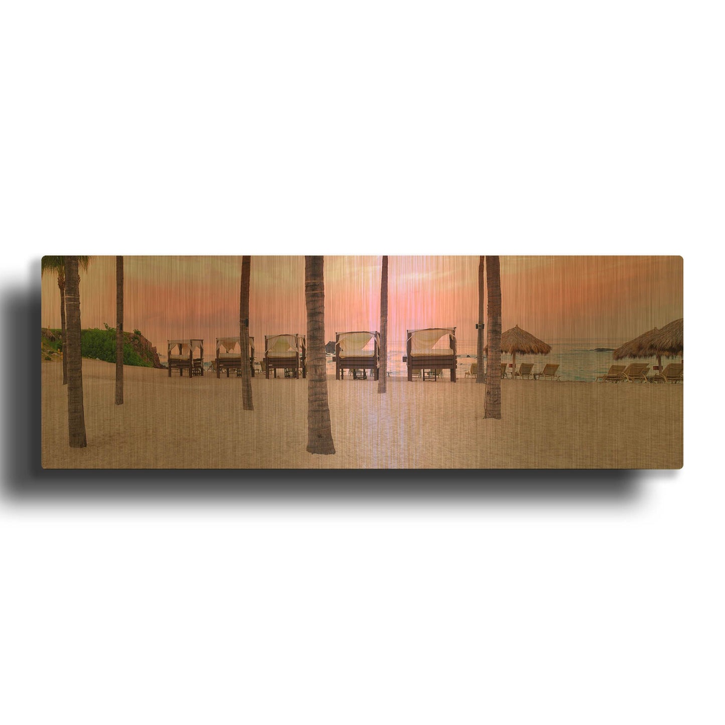 'Pink Beach' By Dennis Frates Gold Metal Wall Art