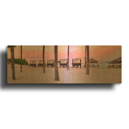 'Pink Beach' By Dennis Frates Gold Metal Wall Art