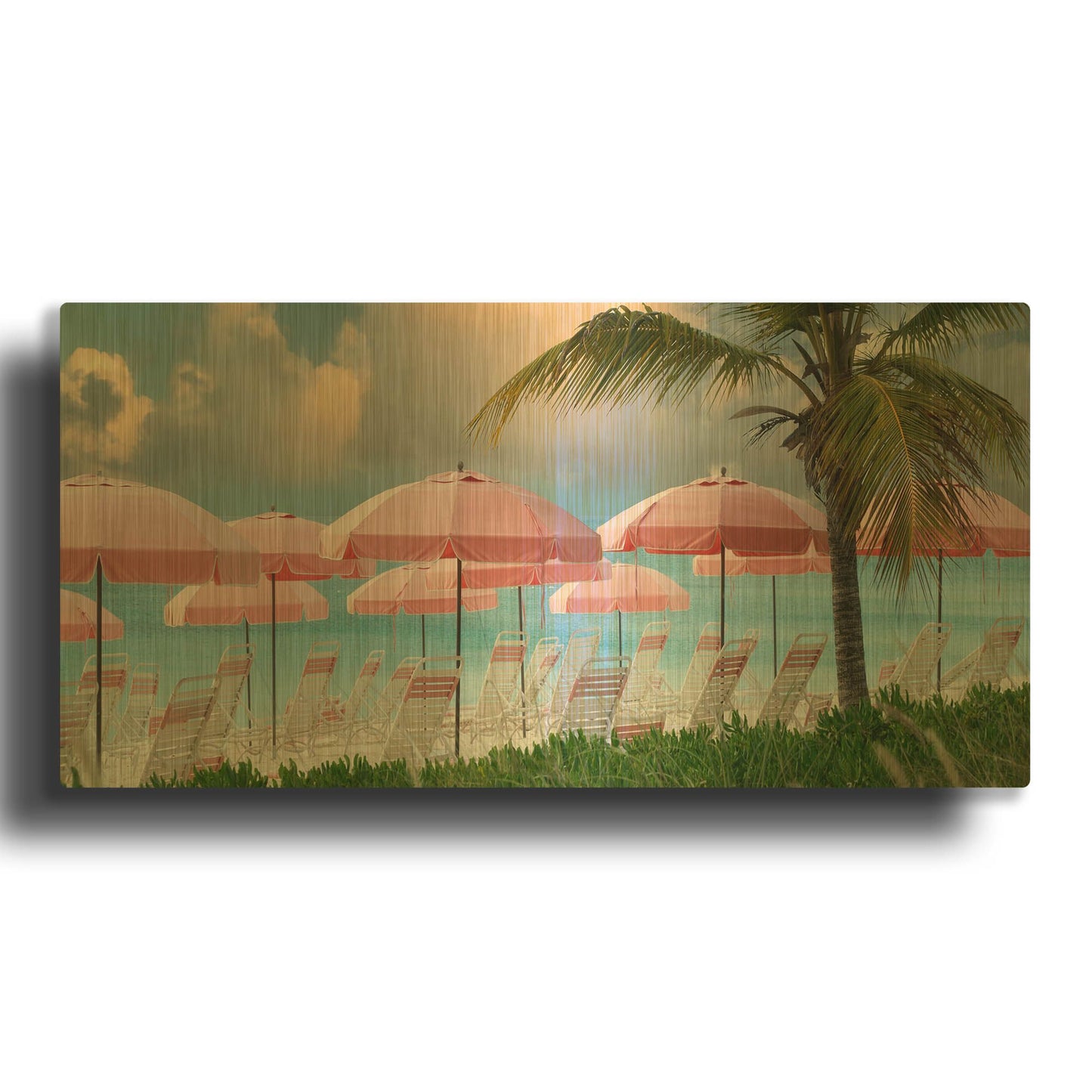 'Umbrellas' By Dennis Frates Gold Metal Wall Art