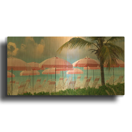 'Umbrellas' By Dennis Frates Gold Metal Wall Art