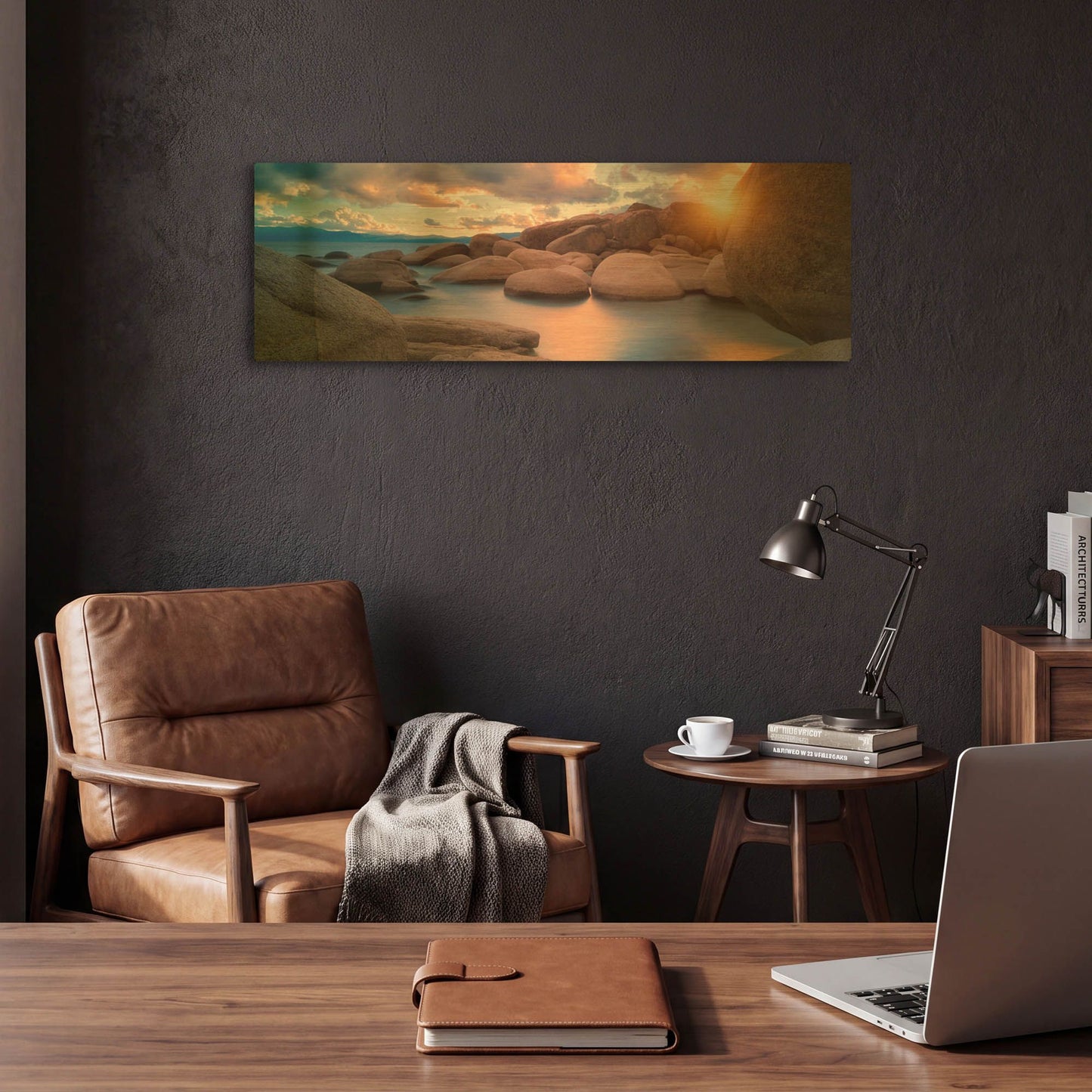 'Sunset Cove' By Dennis Frates Gold Metal Wall Art