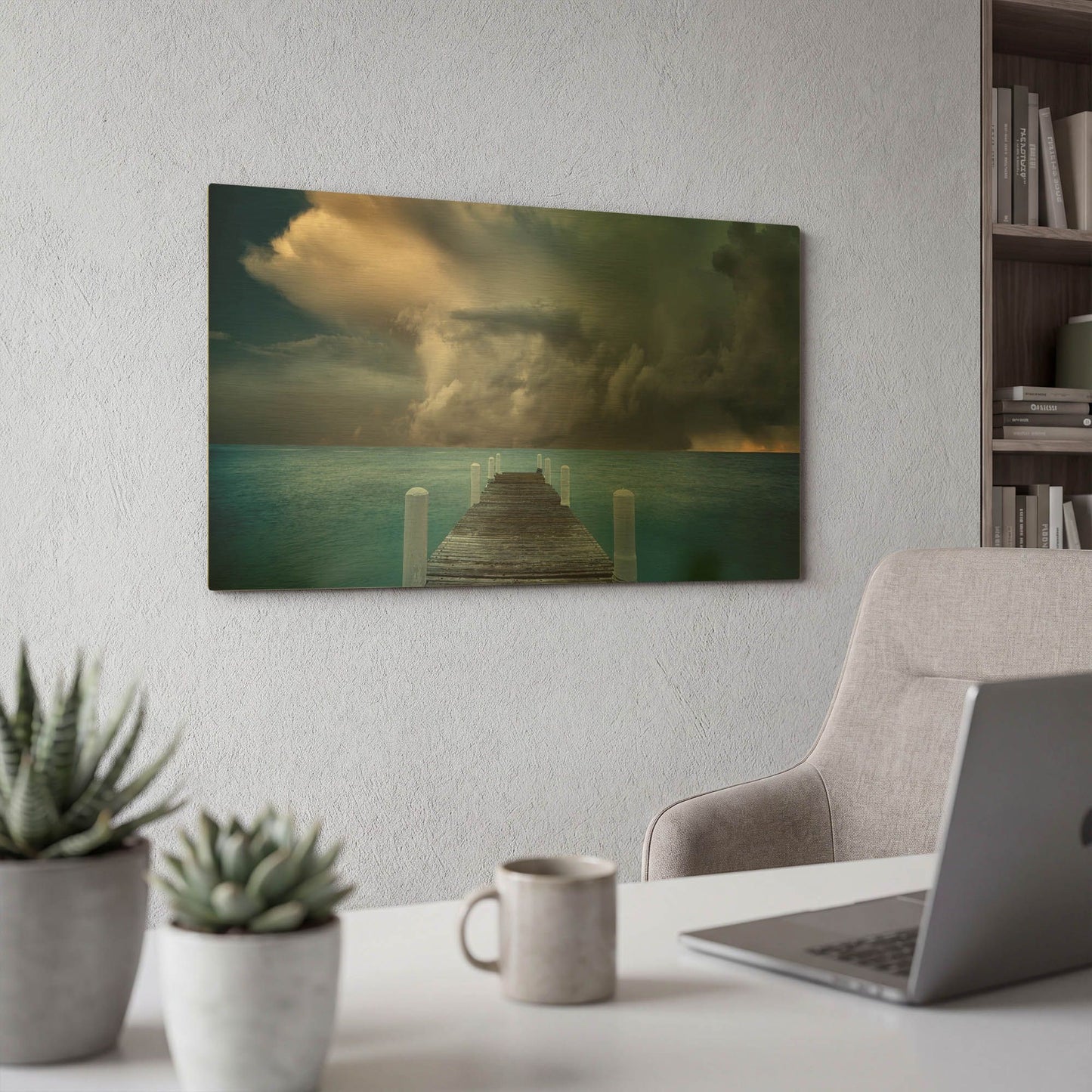 'Pier' By Dennis Frates Gold Metal Wall Art