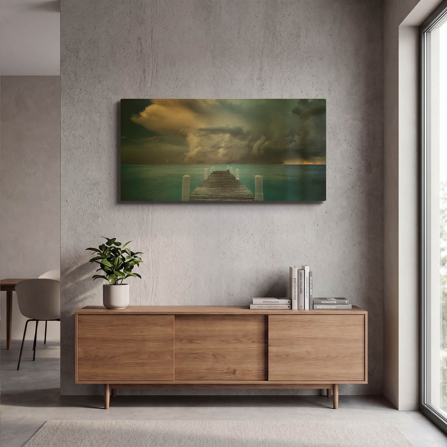'Pier' By Dennis Frates Gold Metal Wall Art