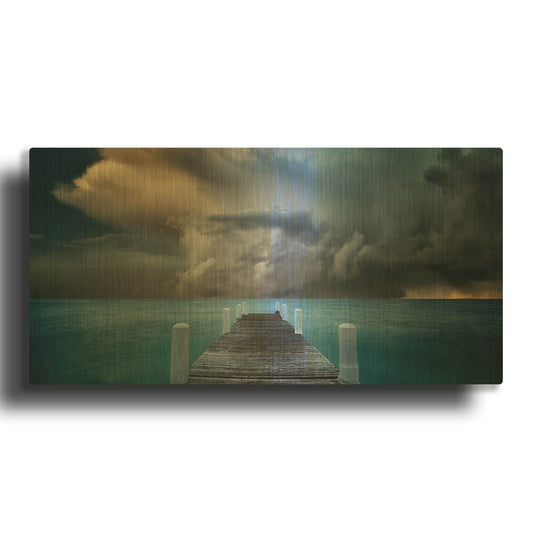 'Pier' By Dennis Frates Gold Metal Wall Art