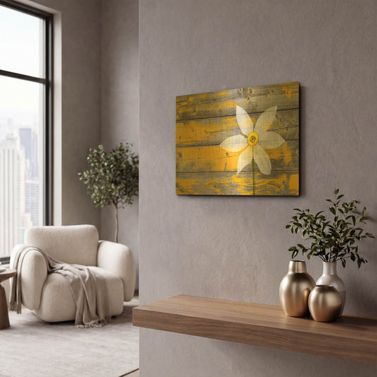 'A Rustic Paradise yellow flower' By Bess Hamiti Gold Metal Wall Art