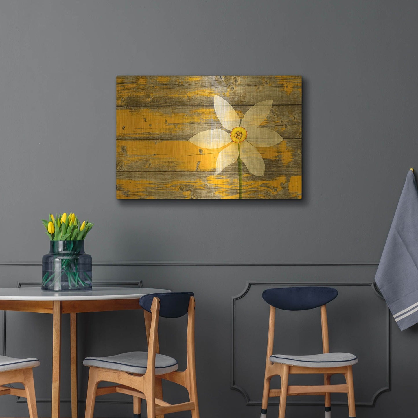 'A Rustic Paradise yellow flower' By Bess Hamiti Gold Metal Wall Art