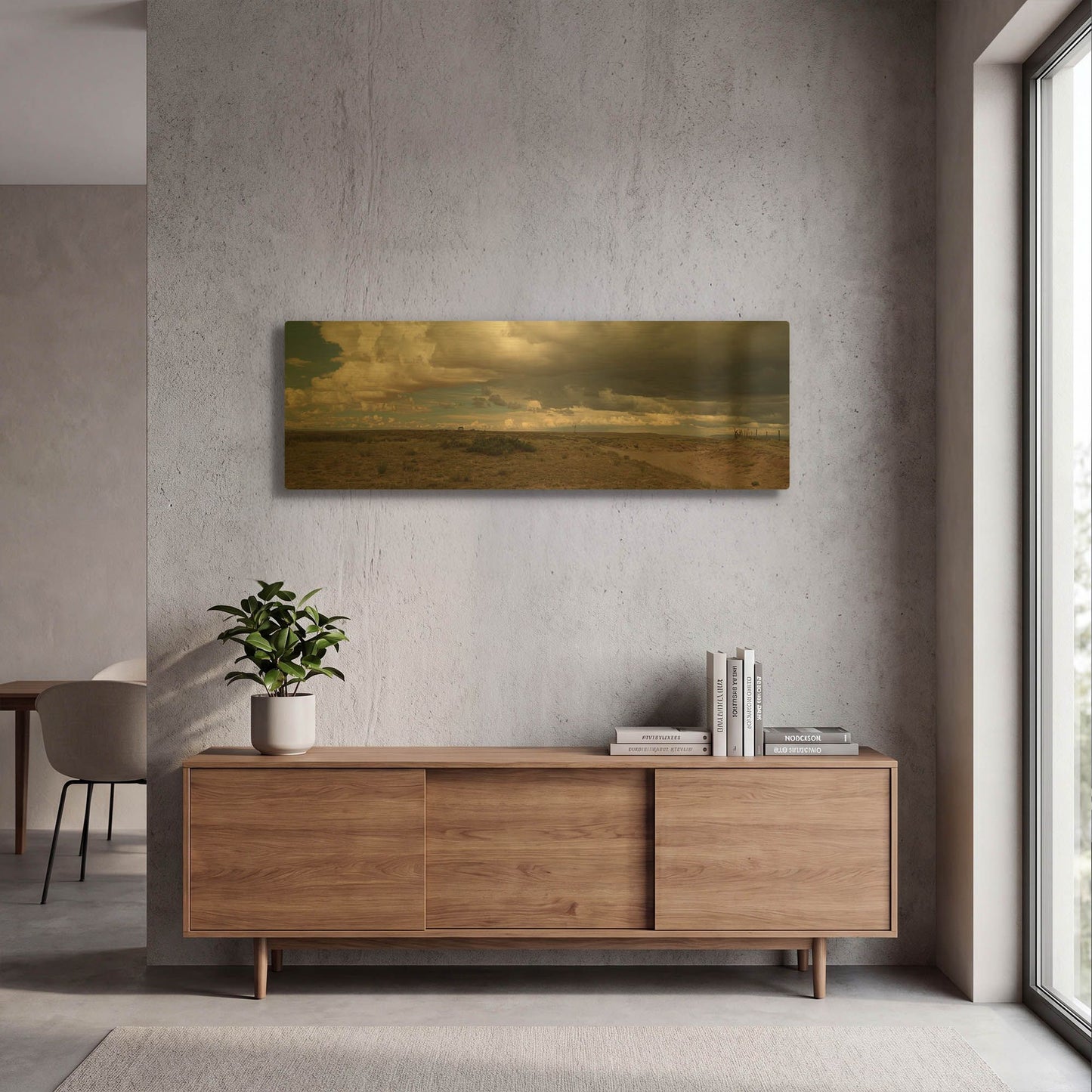 'Cloudy Landscape' By Dennis Frates Gold Metal Wall Art