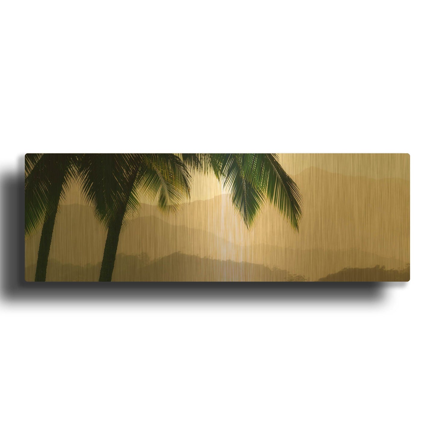 'Misty Palms IV' By Dennis Frates Gold Metal Wall Art
