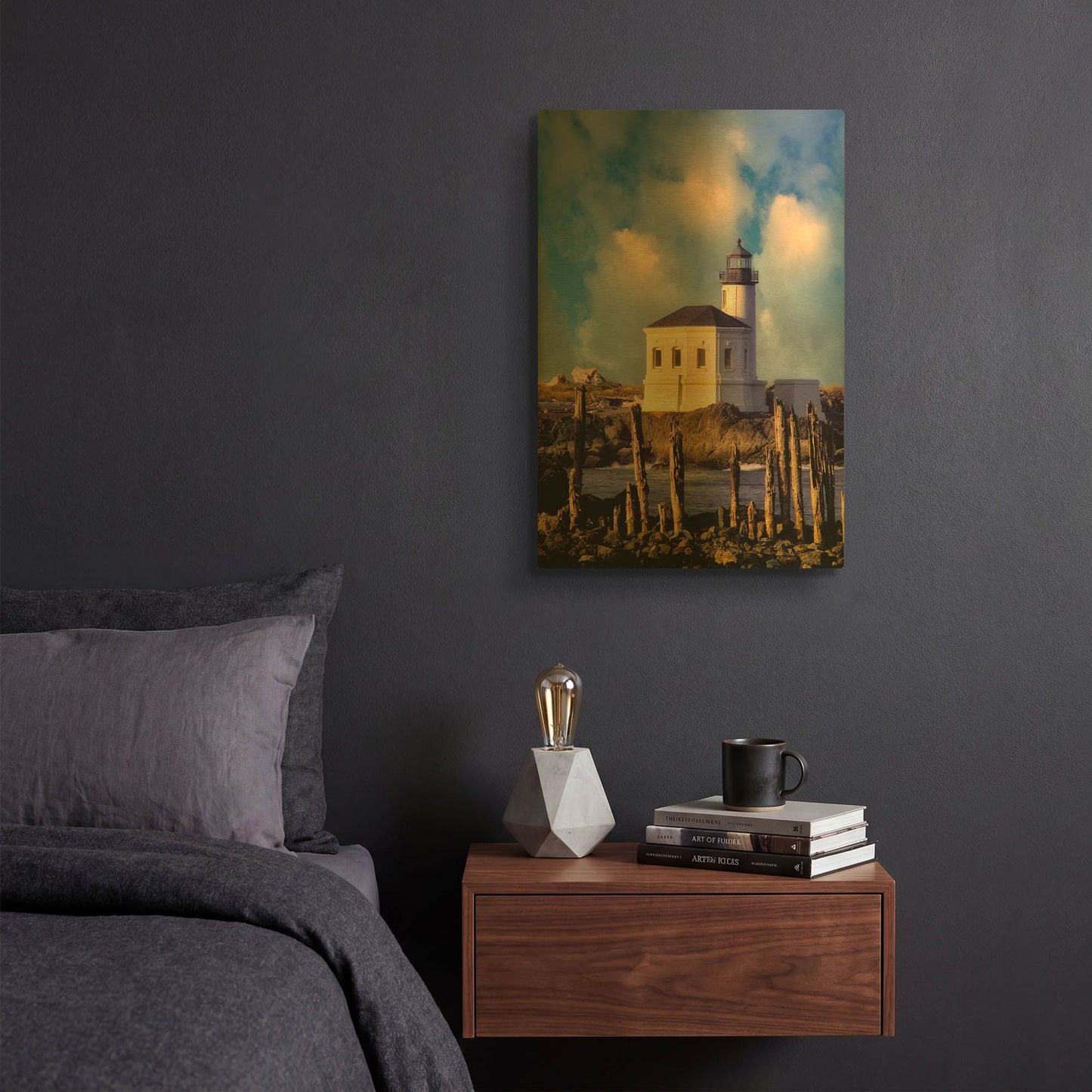 'Classic Lighthouse' By Dennis Frates Gold Metal Wall Art