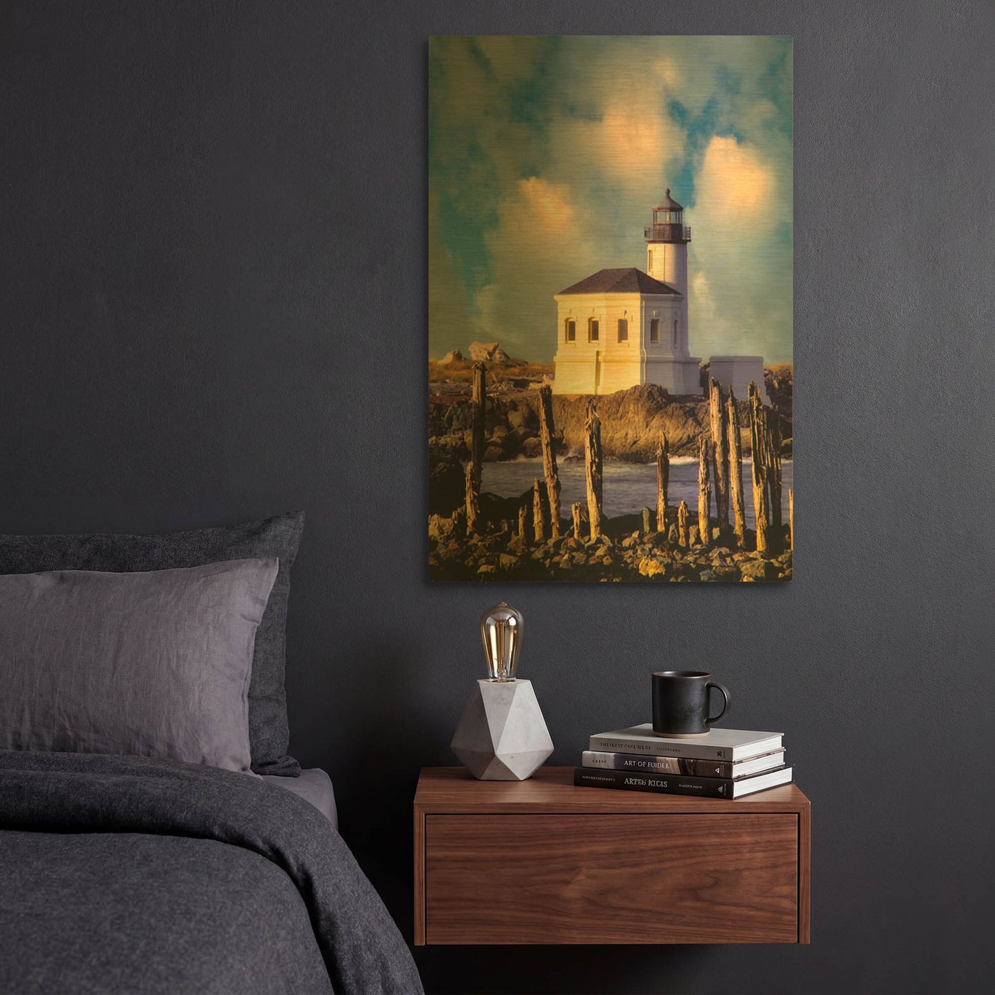 'Classic Lighthouse' By Dennis Frates Gold Metal Wall Art