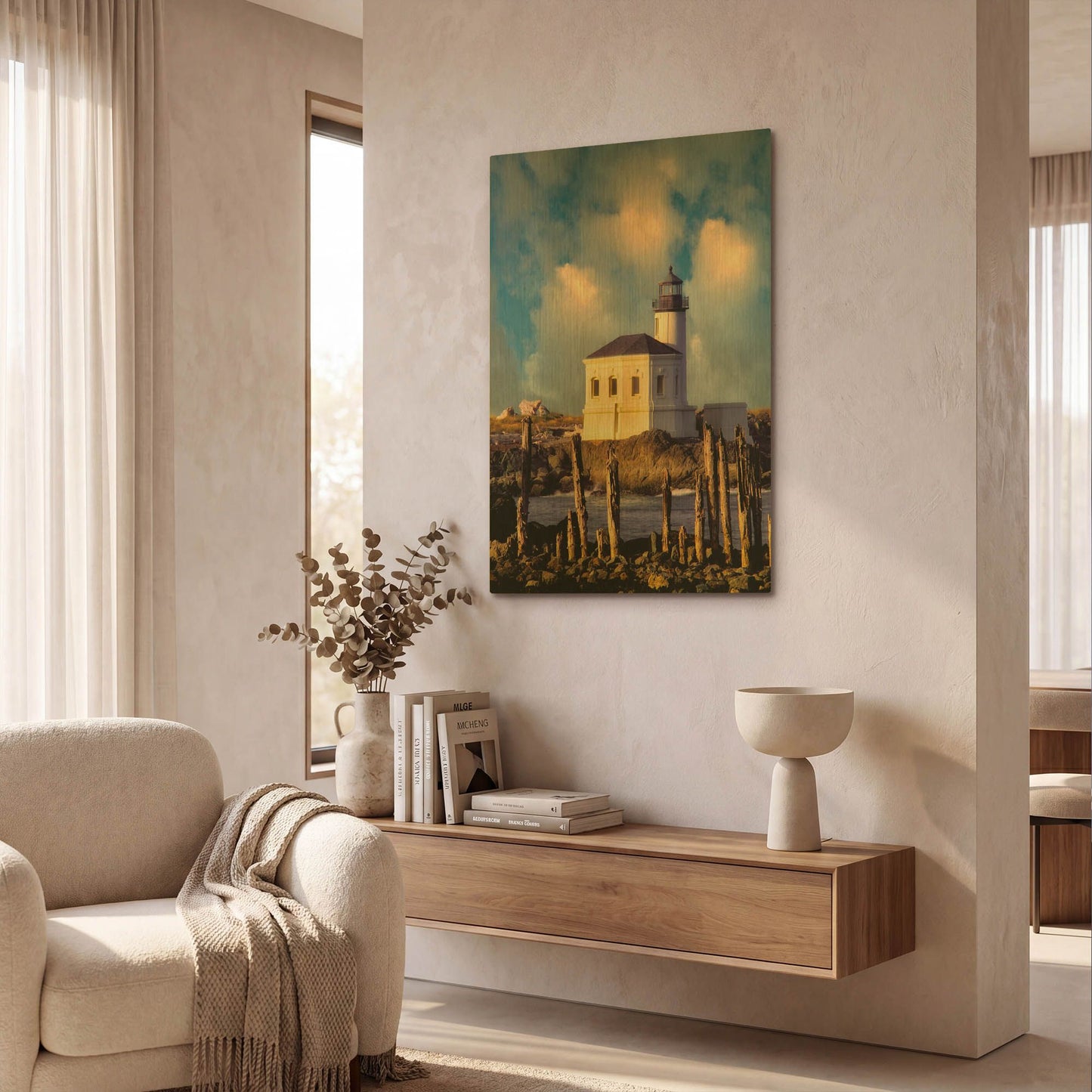 'Classic Lighthouse' By Dennis Frates Gold Metal Wall Art
