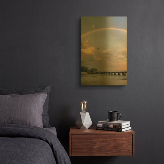 'Rainbow Pier IV' By Dennis Frates Gold Metal Wall Art