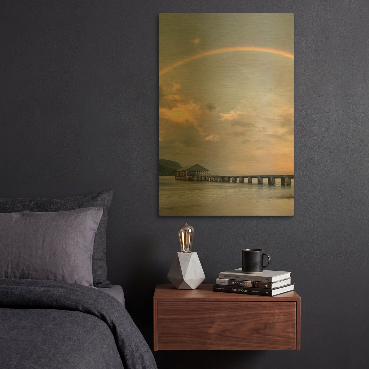 'Rainbow Pier IV' By Dennis Frates Gold Metal Wall Art