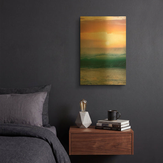 'Peachy Green' By Dennis Frates Gold Metal Wall Art