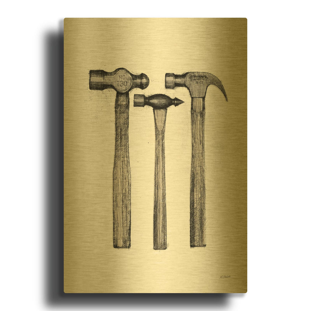 'Hammers With Color C' By Mike Schick Gold Metal Wall Art