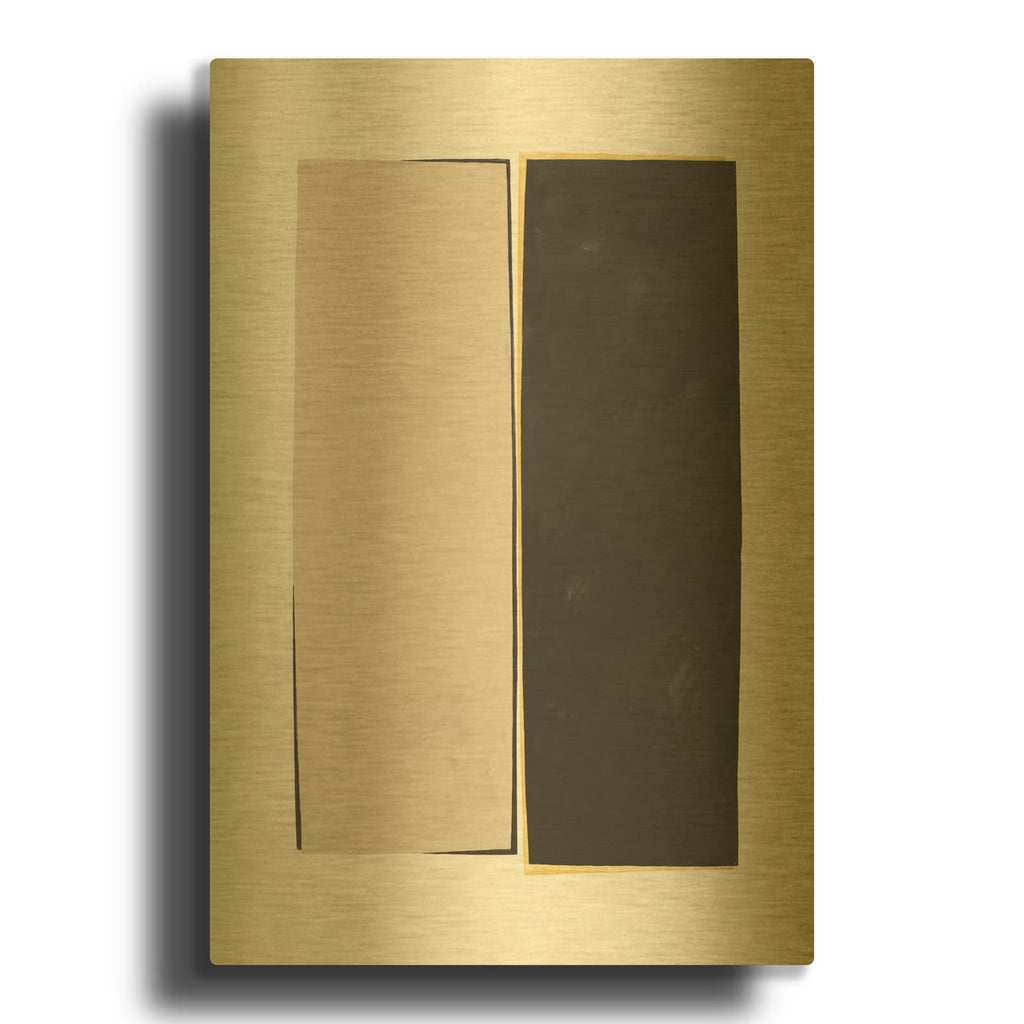 'Monolithic 2 Neutral' By Mike Schick Gold Metal Wall Art