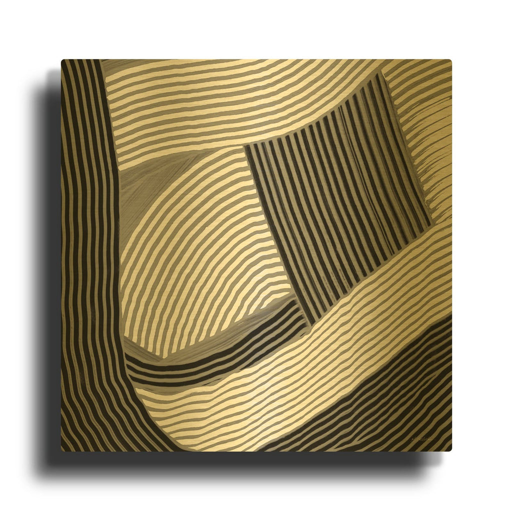 'Weaving 3 Paloma' By Mike Schick Gold Metal Wall Art