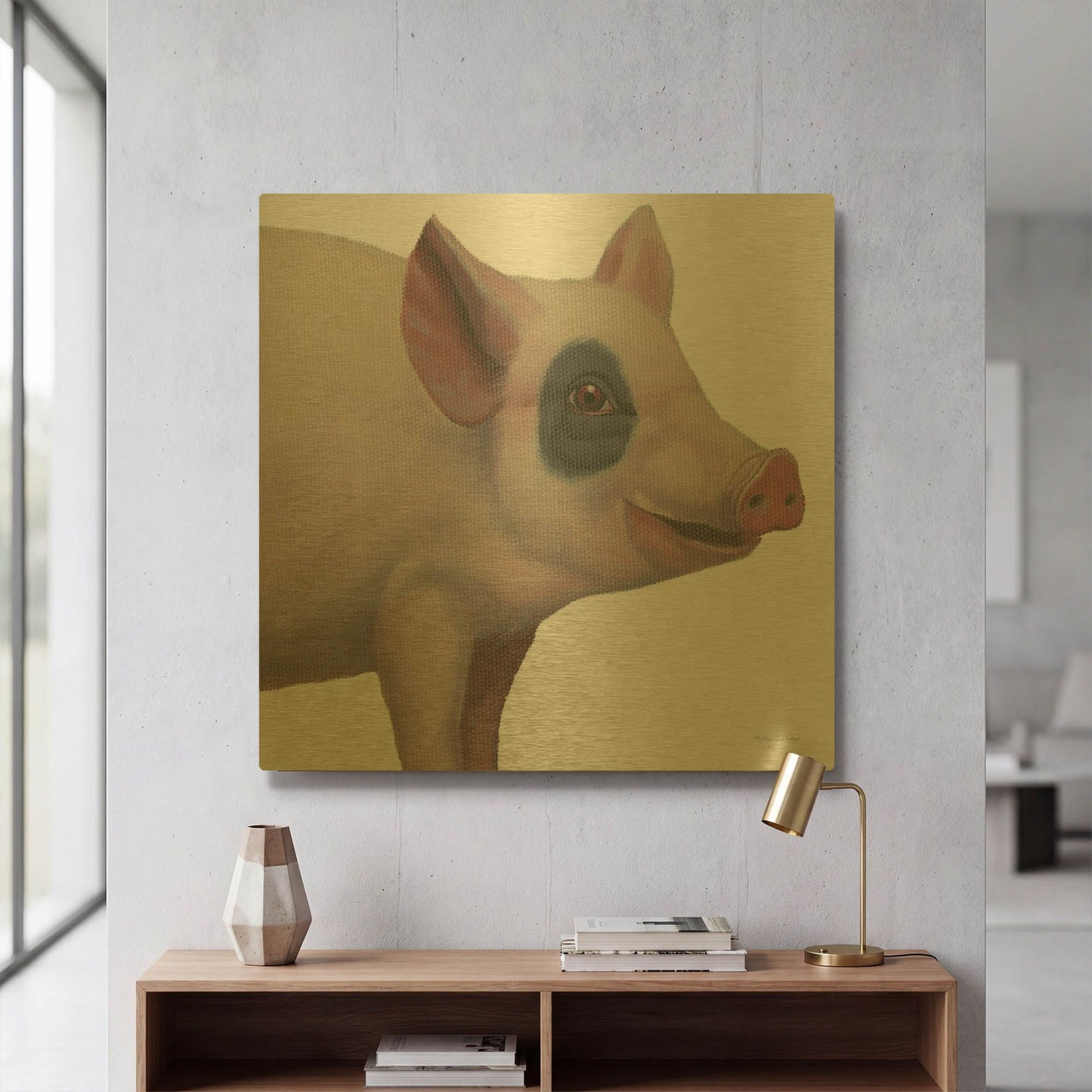 'Bacon, Bits and Ham 2' By Myles Sullivan Gold Metal Wall Art