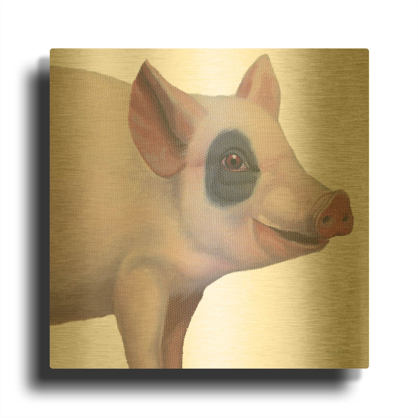 'Bacon, Bits and Ham 2' By Myles Sullivan Gold Metal Wall Art