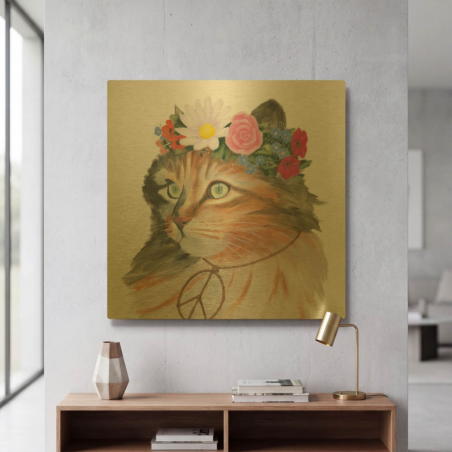 'Cattitude 1' By Myles Sullivan Gold Metal Wall Art