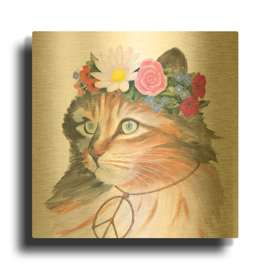'Cattitude 1' By Myles Sullivan Gold Metal Wall Art