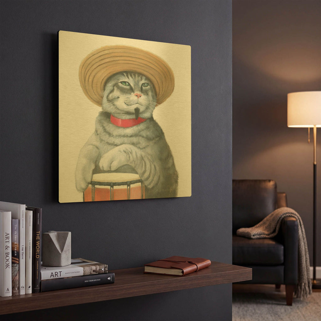 'Cattitude 2' By Myles Sullivan Gold Metal Wall Art