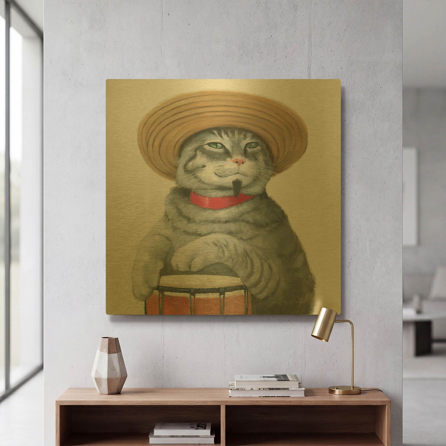 'Cattitude 2' By Myles Sullivan Gold Metal Wall Art