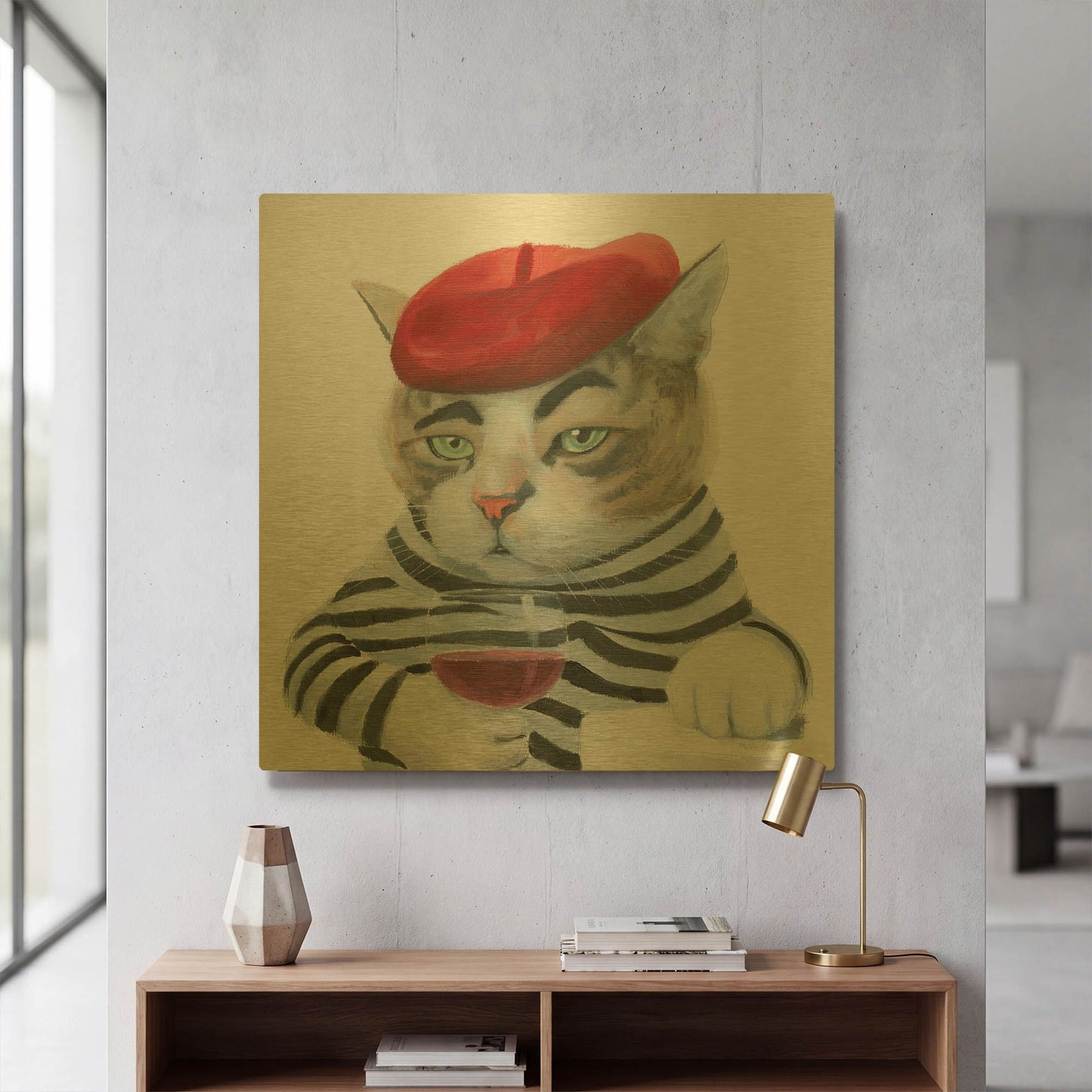 'Cattitude 3' By Myles Sullivan Gold Metal Wall Art