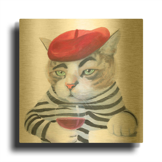 'Cattitude 3' By Myles Sullivan Gold Metal Wall Art