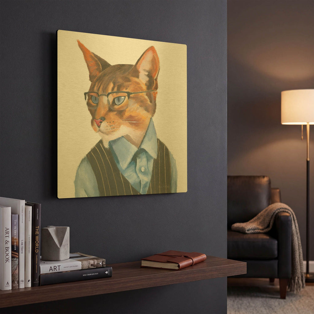 'Cattitude 4' By Myles Sullivan Gold Metal Wall Art