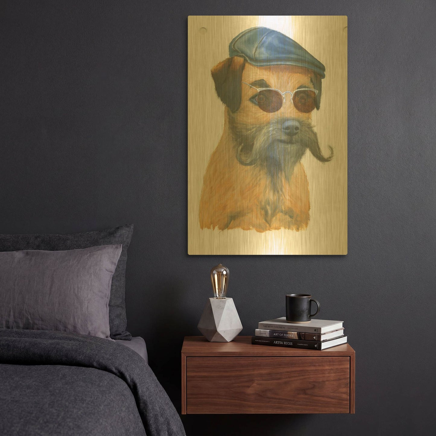 'Cool Dog for the Boys 1' By Myles Sullivan Gold Metal Wall Art