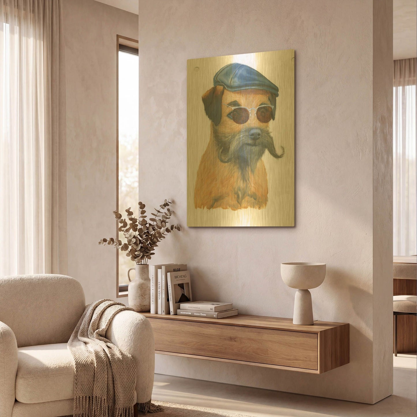 'Cool Dog for the Boys 1' By Myles Sullivan Gold Metal Wall Art