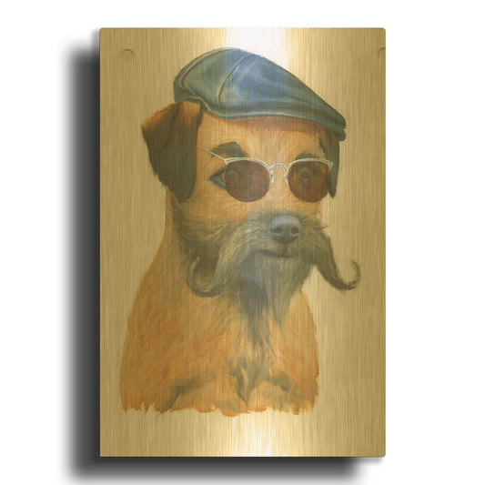 'Cool Dog for the Boys 1' By Myles Sullivan Gold Metal Wall Art