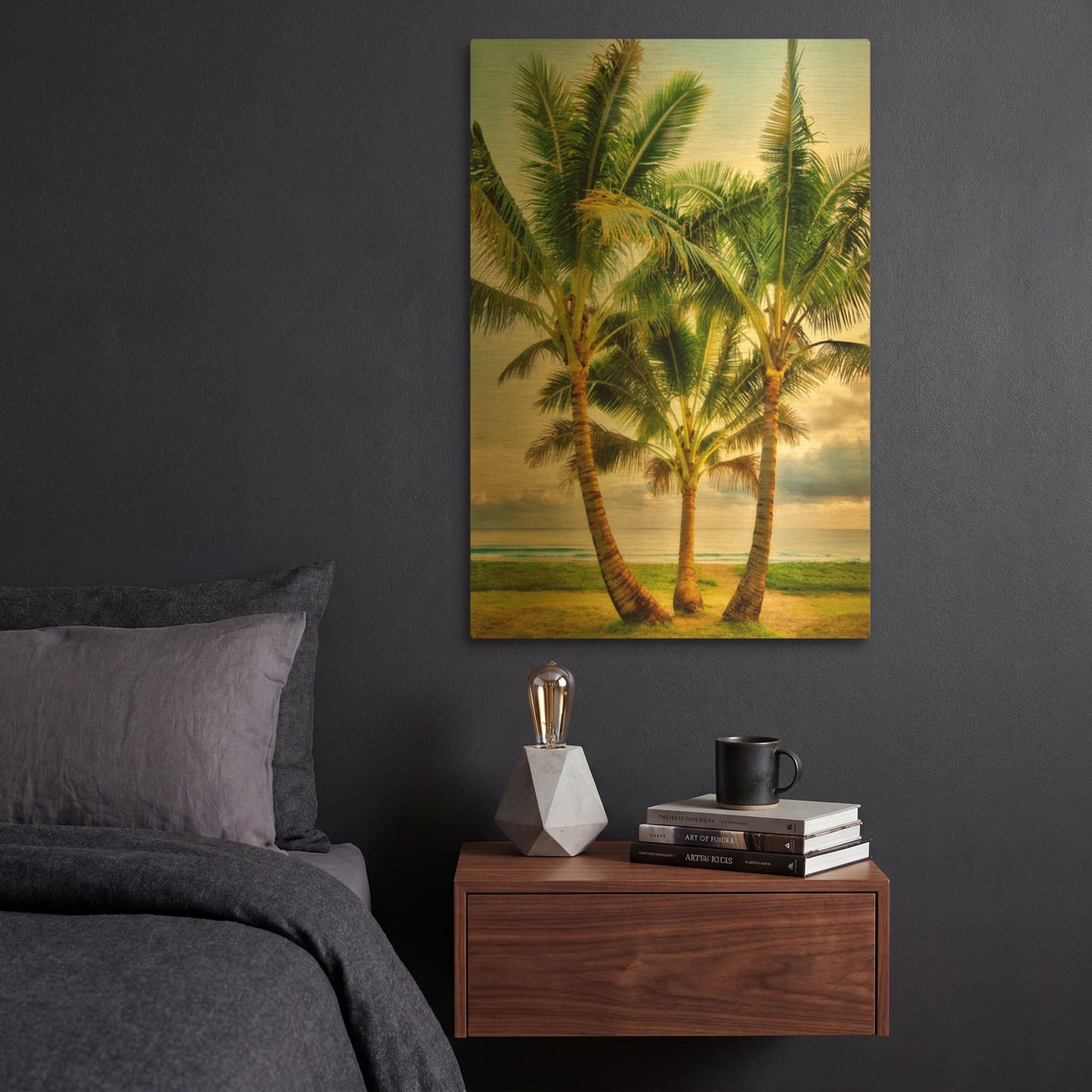 'Triple Palm' By Dennis Frates Gold Metal Wall Art