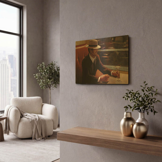 'Dry Martini Dining Car' By Myles Sullivan Gold Metal Wall Art