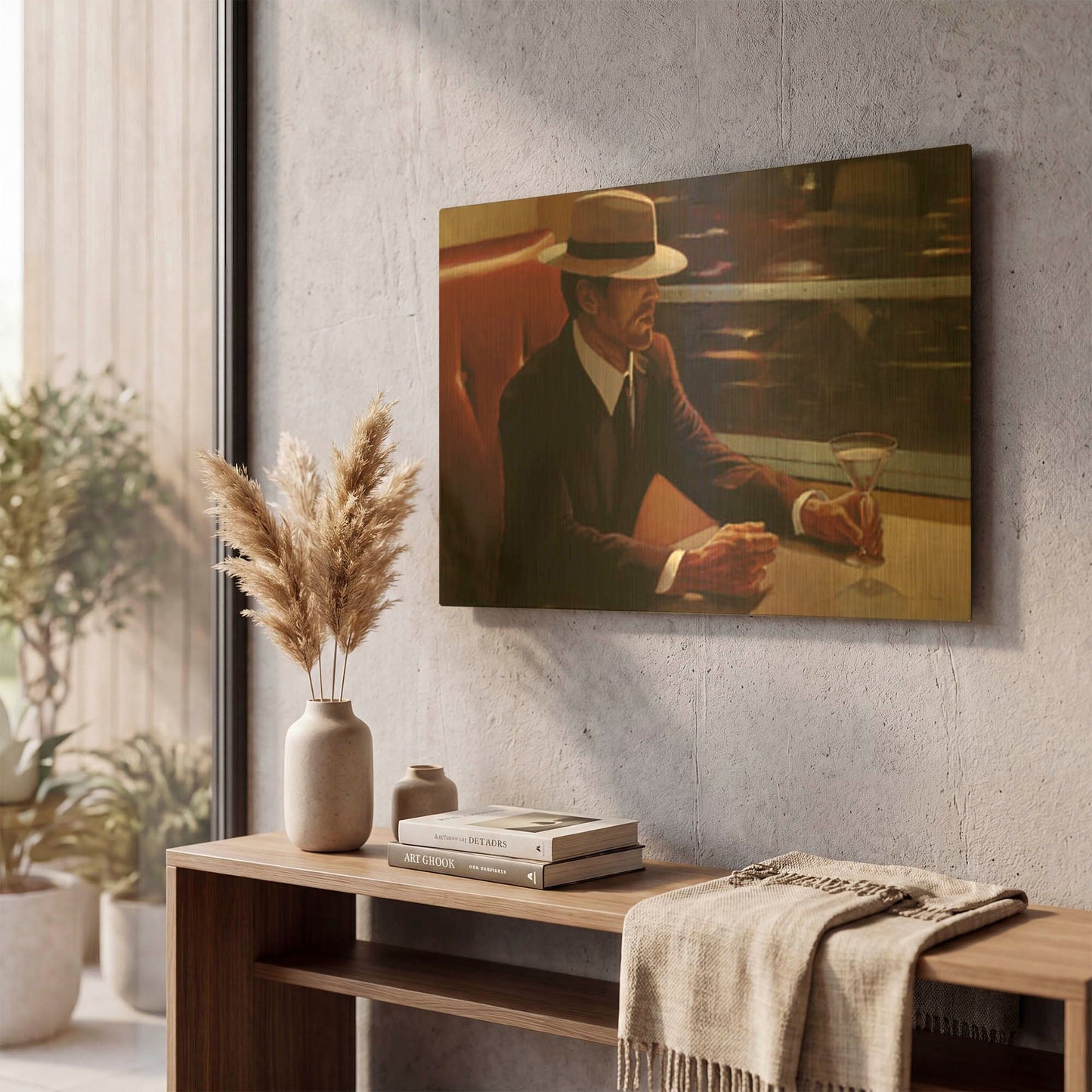 'Dry Martini Dining Car' By Myles Sullivan Gold Metal Wall Art