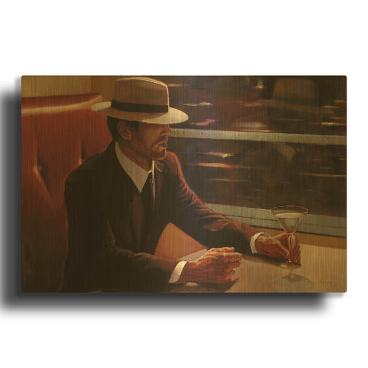 'Dry Martini Dining Car' By Myles Sullivan Gold Metal Wall Art