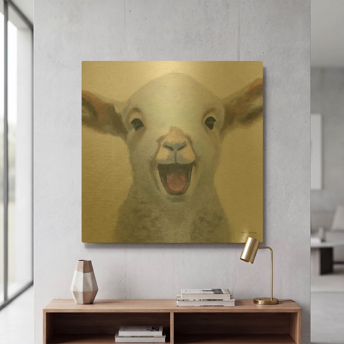 'Farm Friends 1' By Myles Sullivan Gold Metal Wall Art