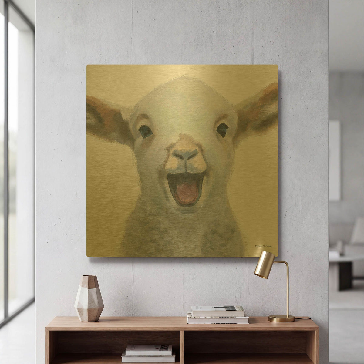 'Farm Friends 1' By Myles Sullivan Gold Metal Wall Art