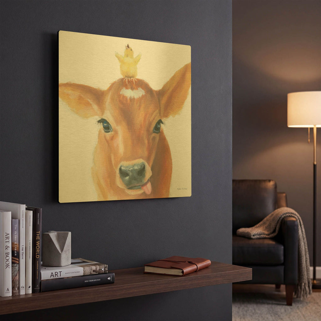 'Farm Friends 3' By Myles Sullivan Gold Metal Wall Art