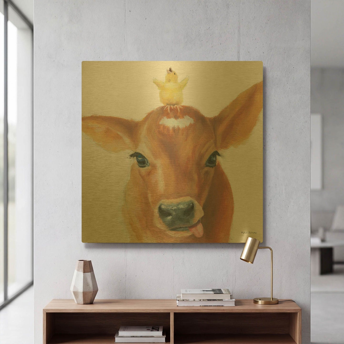 'Farm Friends 3' By Myles Sullivan Gold Metal Wall Art