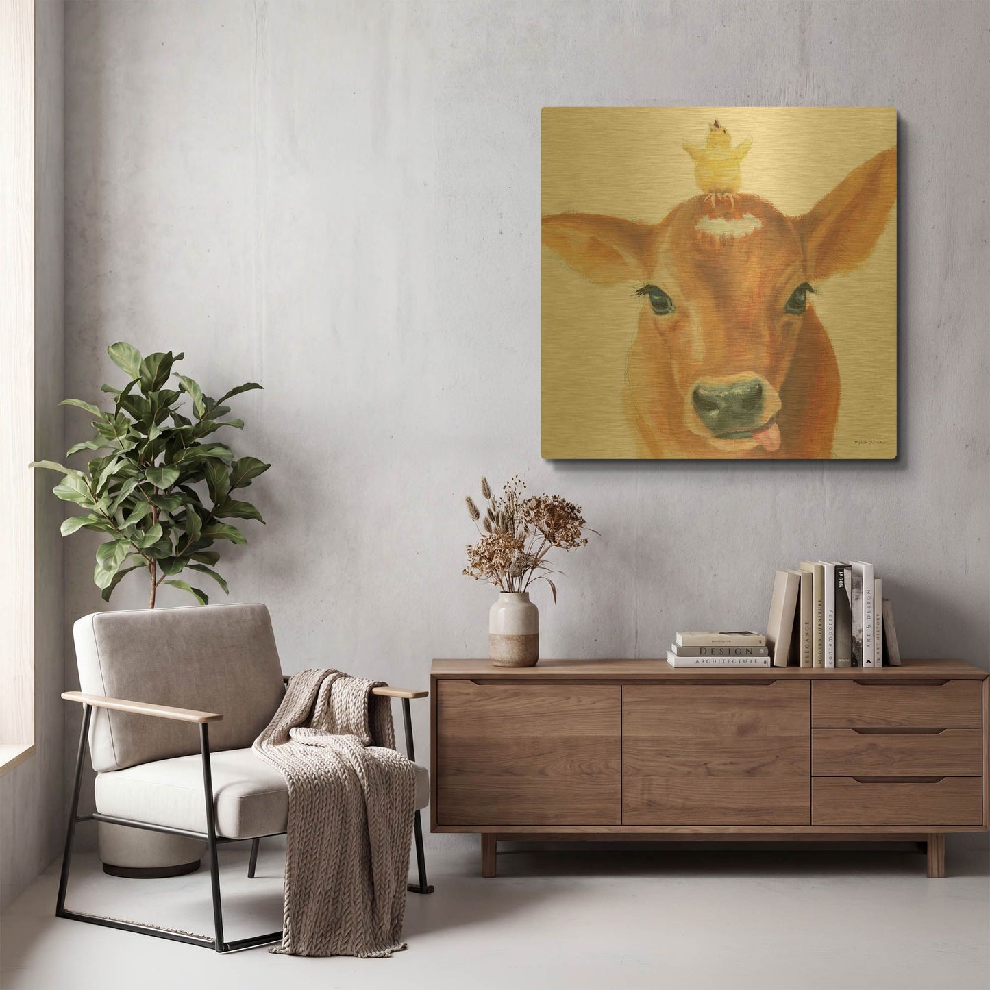 'Farm Friends 3' By Myles Sullivan Gold Metal Wall Art