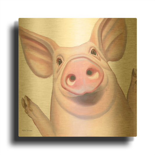 'Farm Friends 4' By Myles Sullivan Gold Metal Wall Art