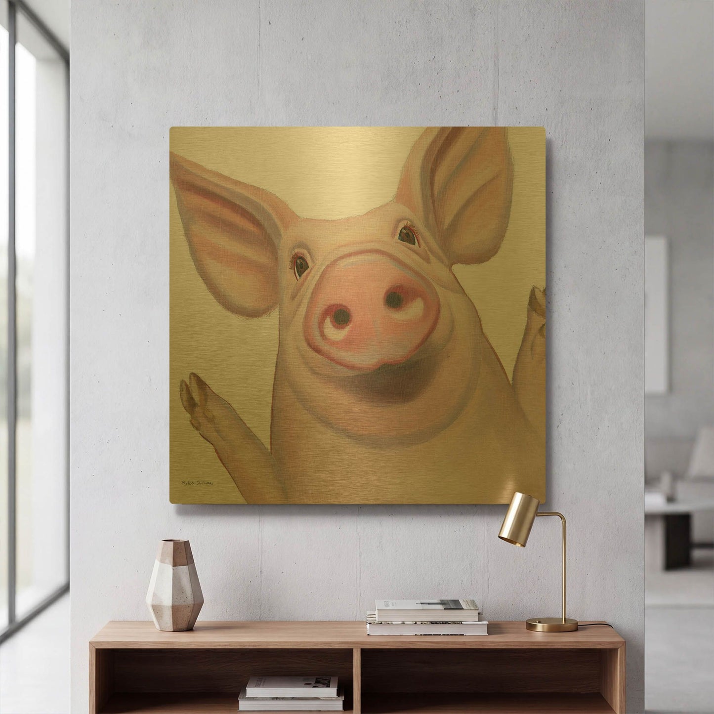 'Farm Friends 4' By Myles Sullivan Gold Metal Wall Art