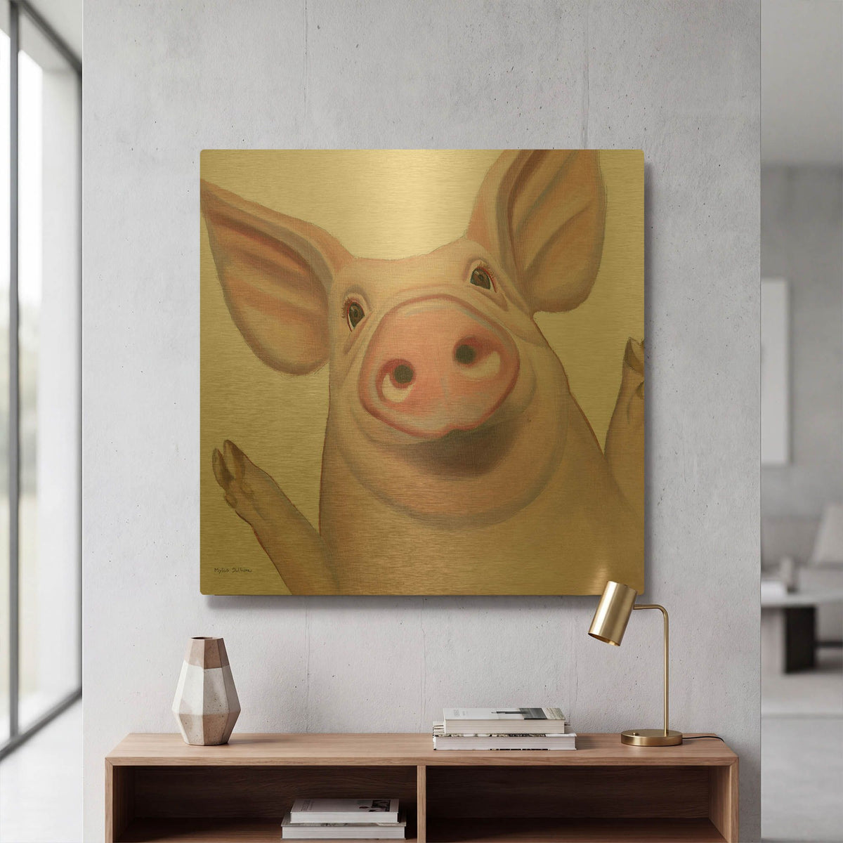 'Farm Friends 4' By Myles Sullivan Gold Metal Wall Art