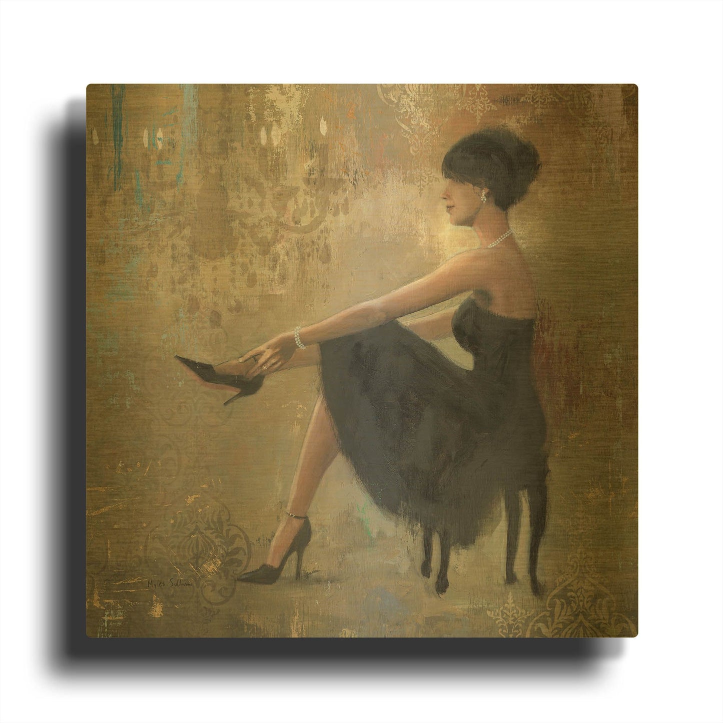 'Grand Evening Square' By Myles Sullivan Gold Metal Wall Art