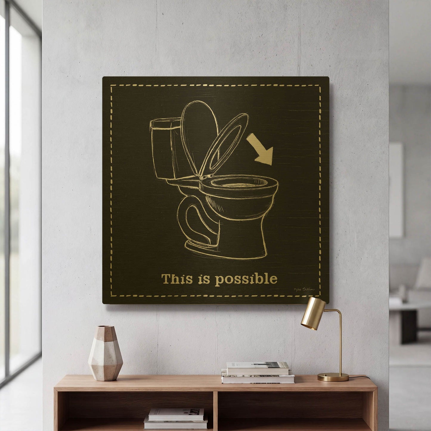 'Home Improvement VI Black' By Myles Sullivan Gold Metal Wall Art