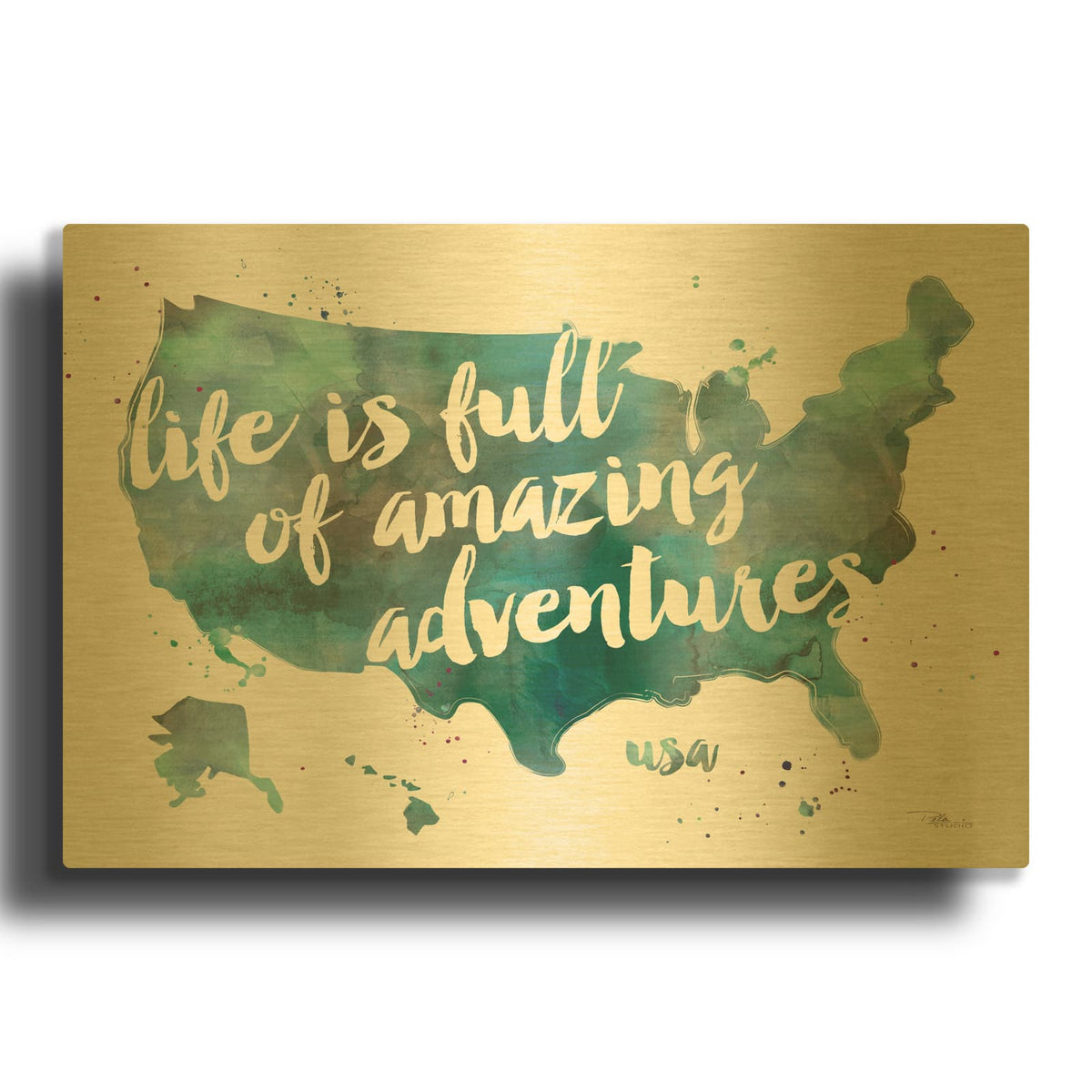 'Adventures 1' By Pela Studio Gold Metal Wall Art