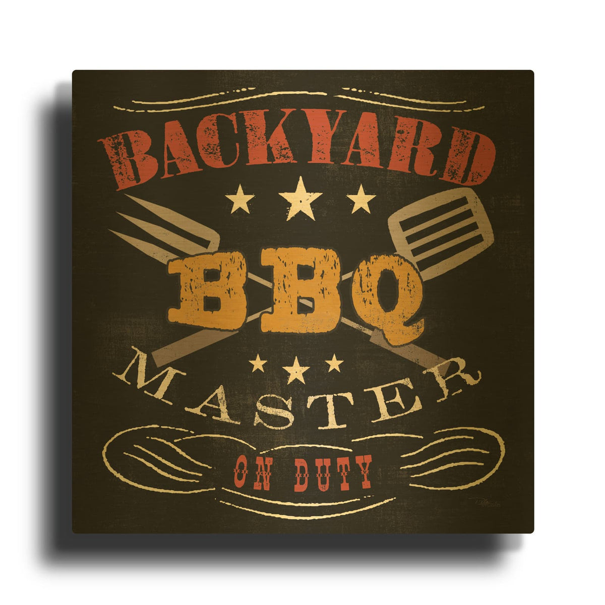 'Backyard Bbq' By Pela Studio Gold Metal Wall Art